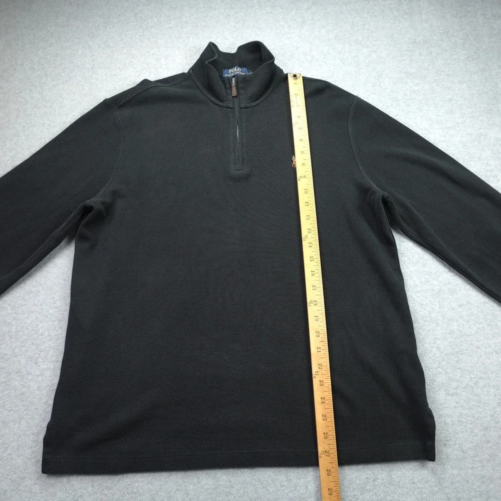 Polo Ralph Lauren Pullover Mens XL Black Estate Rib Sweater 1/4‎ Zip Cotton